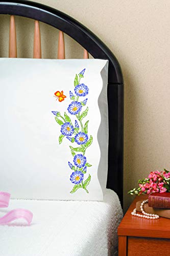 Tobin Stamped Pillowcases for Embroidery, Morning Glories, 20" x 30" Stickerei-Kit, Morgenglories von Tobin