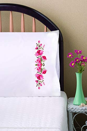 Tobin T232185 Stamped Pillowcases for Embroidery, Pink Floral, 20" x 30" Stickerei-Kit, rose Tobin T232185 Stamped Pillowcases for Embroidery, Pink Floral, 20" x 30" Stickerei-Kit, rose von Tobin