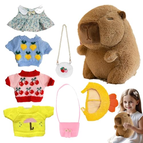TocaFeank Capybara Stofftier, Capybara Plüsch mit Kleidung,Niedliche Winter-Capybara-Puppe mit Kopfbedeckung | Weiches, Bezauberndes Dress Up Capybara-Plüschtier, 25 cm großes TocaFeank Capybara Stofftier, Capybara Plüsch mit Kleidung,Niedliche Winter-Capybara-Puppe mit Kopfbedeckung | Weiches, Bezauberndes Dress Up Capybara-Plüschtier, 25 cm großes von TocaFeank