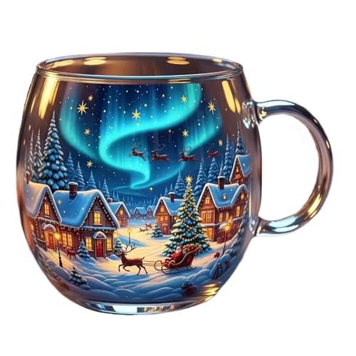 Weihnachtstassen | Bemalte Weihnachtstassen | Weihnachtskaffeetasse aus Buntglas | Neuartige bemalte Getränketasse | Festliche bemaltes Gläser, Trinkgeschirr, saisonale Schreibtischdekoration von TocaFeank