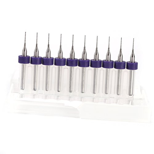 10 Stück PCB Bohrer Set, Mikro Bohrer für Leiterplatten 0.1-1.4mm Hartmetall Leiterplatten Bohrer für Leiterplatten Glas Faser Harz (+) von Tocekat