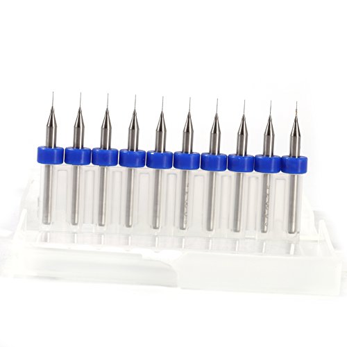 10 Stück PCB Bohrer Set, Mikro Bohrer für Leiterplatten 0.1-1.4mm Hartmetall Leiterplatten Bohrer für Leiterplatten Glas Faser Harz (0.2mm) von Tocekat