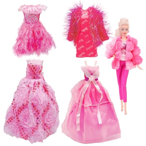 Toclsixz 5 Stück Puppen Kleidung für 30 cm Puppen zubehör,enthält Lange Kleider,Geschenke für Mädche (Pink) von Toclsixz