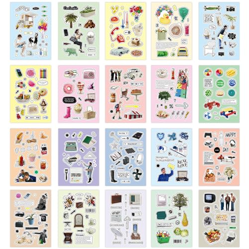 Scrapbook Sticker Set, Kawaii Selbstklebend Stickerbuch, Dekorative Aufkleber, Scrapbook Zubehör Aesthetic Sticker für Scrapbooking, Fotoalbum, Journal, Laptops, DIY Geschenk von Toctax