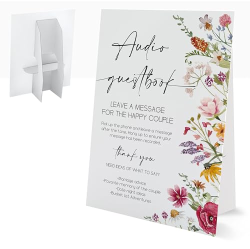 Audio-Gästebuch-Schild, Hochzeitsschilder für Zeremonie und Empfang, florale Brautparty-Dekorationen, Hochzeitsbeschilderung mit Halterung, Brautparty-Dekor, Zubehör für Verlobungs- und Jubiläumsfeier Audio-Gästebuch-Schild, Hochzeitsschilder für Zeremonie und Empfang, florale Brautparty-Dekorationen, Hochzeitsbeschilderung mit Halterung, Brautparty-Dekor, Zubehör für Verlobungs- und Jubiläumsfeier von Toctose