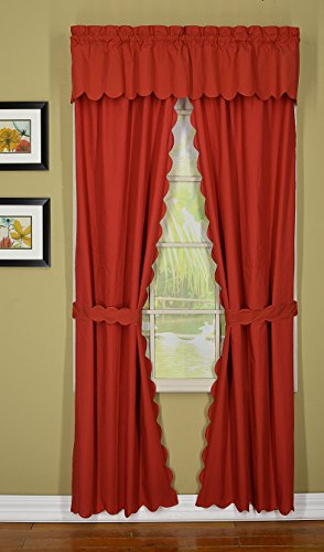 Today's Curtain Orleans Vorhang, mit Raffhaltern, 160 cm, Ziegelrot, 1 Paar, Polyester Baumwolle, W 60" x L 63" (2 Panels) von Today's Curtain