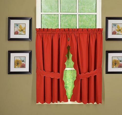 Today's Curtain Orleans Vorhang mit Raffhaltern, 91,4 cm, Ziegelrot, 2 Stück, Polyester, W 36" x L 60" (2 Panels) von Today's Curtain