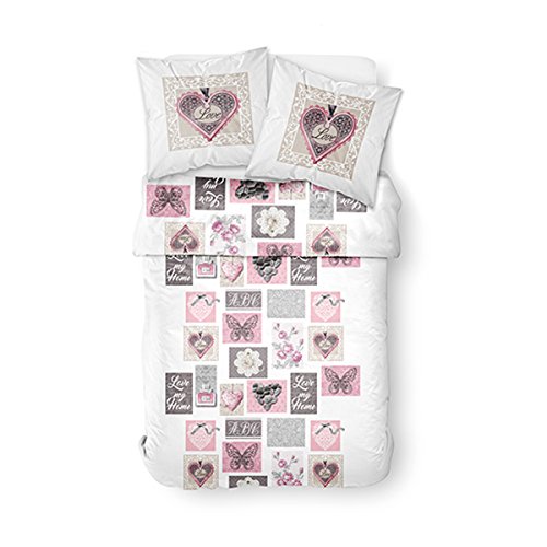 TODAY HC3 Bettwäsche 2 Personen 100% Only Love My Home Bettbezug 240 x 220 cm + 2 Kissenbezüge 63 x 63 cm, Polyester, Weiß, Rosa, 220 x 240 cm TODAY HC3 Bettwäsche 2 Personen 100% Only Love My Home Bettbezug 240 x 220 cm + 2 Kissenbezüge 63 x 63 cm, Polyester, Weiß, Rosa, 220 x 240 cm von Today