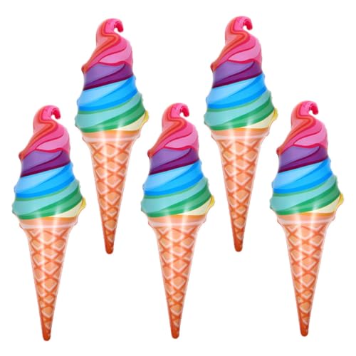 5Stücke Aufblasbare Eistüten Ballons für Dessert Mottopartys Langlebige Partydekoration und Requisiten Wiederverwendbar Einfache Handhabung von Toddmomy