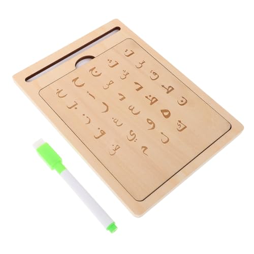 Toddmomy 1 Satz Arabischer Schreibblock Kleinkind Montessori Zeichenbrett Schreibübungen Für Kleinkinder Gerillte Handschriftübungen Für Alphabetverfolgung Hölzern Beige von Toddmomy