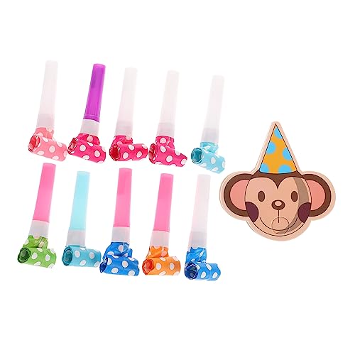 Toddmomy 10 Sätze Kindergeburtstag Partytröten mit Affenmotiv Lustige Musikalische Noisemaker Bunte Geburtstags Pfeifen für Erwachsene Partyzubehör für Feste und Feiern von Toddmomy