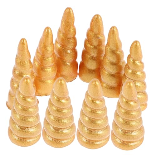 Toddmomy 10 Stück Harz-Einhorn-Horn-Dekorationen, Goldene Einhorn-hörner, Haarschmuck, Glitzernde Dekorationen Für DIY-Stirnband-haarspangen von Toddmomy