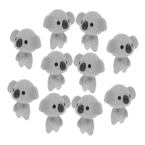 Toddmomy 10 Stück Mini Koala Puppe Doorables Eisbär Tierfigur Bär Tortenaufsatz Tiere Figuren Party Dekorationen Wolf Plüsch Beflockte Tiere Koalabär Kunstharz Grau von Toddmomy