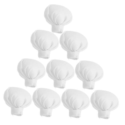 Toddmomy 10 Stück Mini -Kochhut Miniatur-Dekorationen Mini-Puppenhüte Minihut zum Basteln Hutdekorationszubehör Hutverzierung süße Mini-Sachen Miniatur dekorativ Miniaturhut Stoff Weiß von Toddmomy