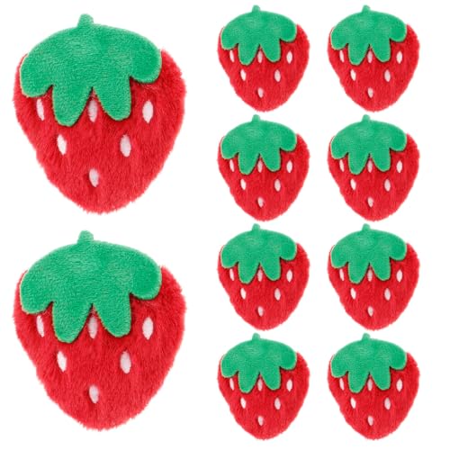 Toddmomy 10 Stück Niedliche Erdbeer Applikationen Rote Plüsch Flicken zum Aufnähen und Aufbügeln für Kleidung Taschen Hüte und DIY Projekte für Kreative Gestaltung von Toddmomy