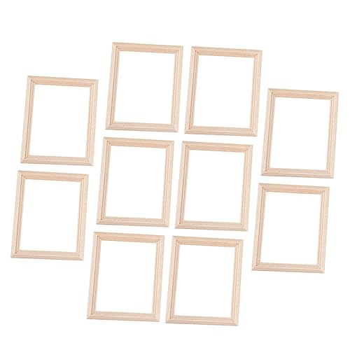 Toddmomy 10 Stück Teiliges Mini Holz Bilderrahmen für Puppenhaus Naturbelassen Detailreich Gearbeitet Langlebig Kreative Miniatur Fotorahmen Deko für DIY Miniaturhäuser und Modellbau von Toddmomy