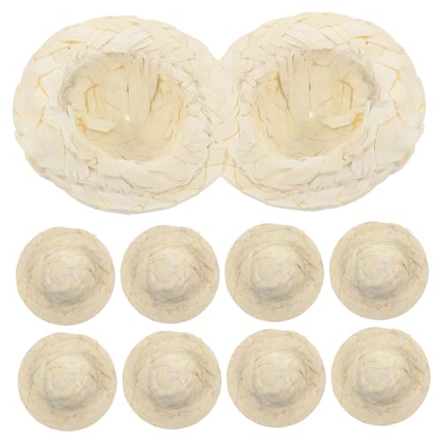 Toddmomy 10 Stück Teiliges Mini Strohhüte Handgewebt Kleine Puppenhüte Vielseitige Dekoration für Puppenhaus und DIY Partyaccessoires Langlebig und Detailreich Gestaltet von Toddmomy