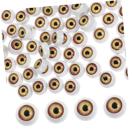 Toddmomy 100 Stück Gelbe Puppenaugen Rund Kunststoff DIY Bastelaugen Selbstklebend Kompatibel mit Puppenköpfen für Häkeltiere Stofftiere Bären Zubehör von Toddmomy