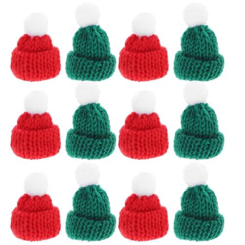Toddmomy 12 Stück Mini Weihnachtsmützen Liebevolle Puppenhüte für Flaschen Dekoration Rot und Grün für DIY Bastelprojekte und Festliche Anlässe von Toddmomy