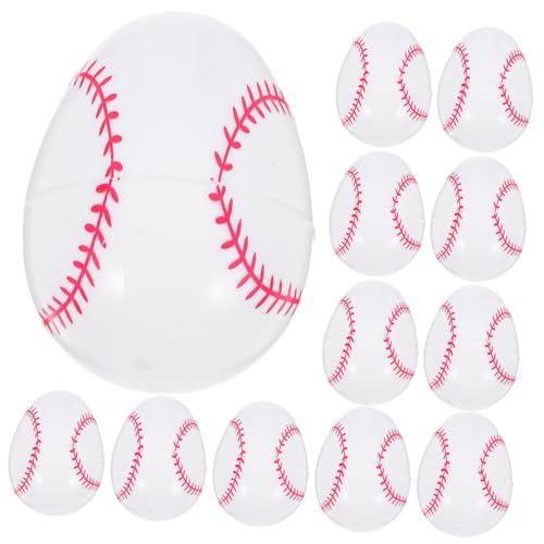 Toddmomy 12 Stück Teiliges Bedruckte Kunststoff Ostereier Baseball Befüllbare Osterdeko Stabile Langlebige Plastik Eier für Fröhliche Osterparty und Familienfeier von Toddmomy