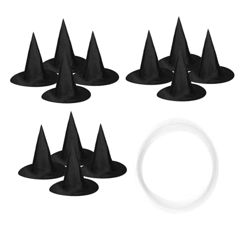 Toddmomy 12 Stück Teiliges Halloween Hexenhut mit Aufhängeseil Faltbar und Platzsparend Weiches Material für Komfortablen Sitz als Gruselige Deko und Kostüm Accessoire für Veranda Innen und von Toddmomy