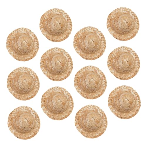 Toddmomy 12 Stück Teiliges Handgewebter Mini Strohhüte Leichte Atmungsaktive Puppenhüte für DIY Bastelprojekte Partydeko Puppenhaus und Kreative Handwerksgestaltung von Toddmomy