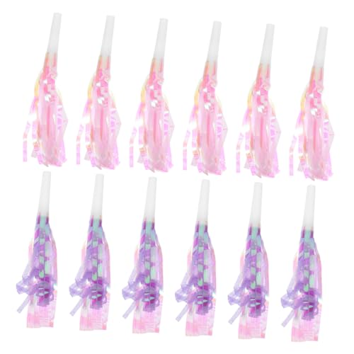 Toddmomy 12 Stück Teiliges Party Gebläse Bunte Papiertrompeten mit Quasten Lustige Geburtstags und Sport Party Tröten Sichere Plastik Papier Pfeifen zum Anfeuern und Feiern von Toddmomy