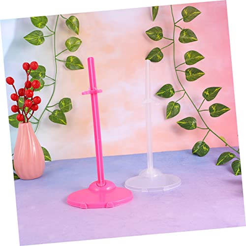 Toddmomy 12 Stück Teiliges Puppenständer mit Stabilem Clip Transparenter und Rosa Halterung Sicherer Halt für Actionfiguren und Puppen für Vitrinen Regale und Tischdekoration von Toddmomy