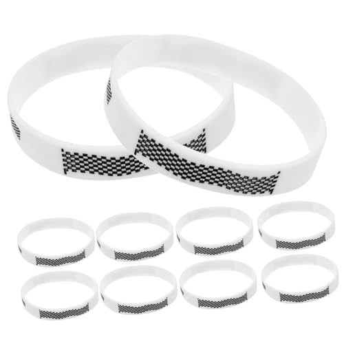 Toddmomy 12 Stück Teiliges Silikon Armband Kariert Schwarz Weiß Robustes Sportschmuck Handgelenkband für Rennsport Themenpartys Leichtes und Langlebiges Design für Events und von Toddmomy