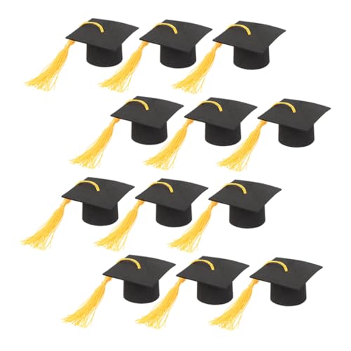 Toddmomy 12Stücke Abschlusskuchen Topper Mit Abschlussmütze Gelbe Quaste Festliche Dekoration Für Graduation Party Abschlussfeier Torten Deko von Toddmomy