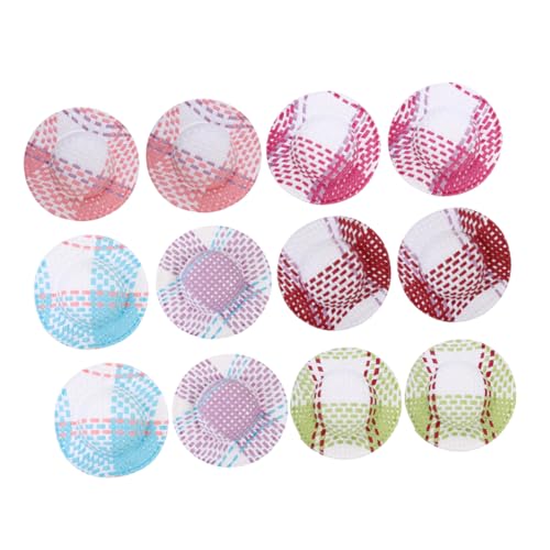Toddmomy 12Stücke Miniaturhüte für Puppenhaus DIY Mini Gewebte Hüte Farben Bastelzubehör für Dekoration Schmuck und Puppen Kleine Puppenhüte von Toddmomy