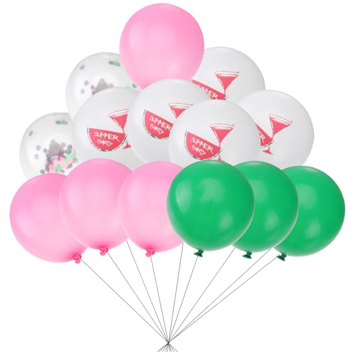 Toddmomy 15 Stück Teiliges Latexballons mit Wassermelonenmuster und Konfetti Dekoration für Geburtstagsfeiern Weißer und Pinker Ballons mit Glitzerakzenten von Toddmomy