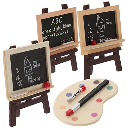 Toddmomy 1Satz Staffelei Mit Kreidebrett Teiliges Holzmodell Für Puppenhaus Dekoration Handgefertigte Miniaturmalerei DIY Kunstbedarf Für Kreative von Toddmomy
