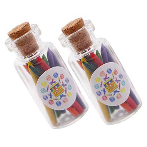 Toddmomy 2 Sätze Miniatur Buntstifte aus Glasfläschchen Farbenfrohe Mini Wachsmalstifte für Puppenhausdekoration Detailreiche Handgefertigte Miniatur Requisiten Geeignet für Kreative von Toddmomy
