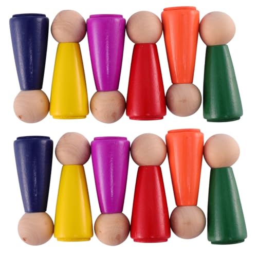 Toddmomy 2 Sätze Teiliges Diy Holzfiguren Handgemachte Peg Dolls zum Bemalen für Kreative Bastelprojekte Geeignet für Dekoration für Puppenhäuser Bunte Farben von Toddmomy