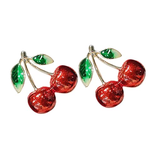 Toddmomy 2 Stück Kirsch brosche Kragenbroschen für Damen Kragen -Revers -Broschenstifte Damen Brosche süße Pins für Rucksäcke Kragennadeln für Damen broschen stift Brosche süß Legierung rot von Toddmomy