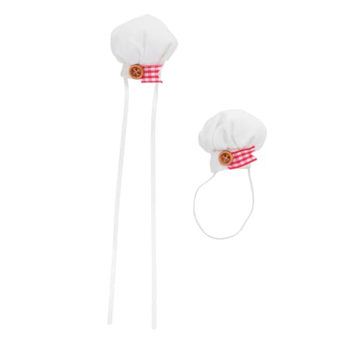 Toddmomy 2 Stück Mini Chefmützen für Puppen Weiße Plüschköche mit Elastischem Band Schleifenstil Waschbare Puppenhüte für Rollenspiele und Küchenthemen von Toddmomy