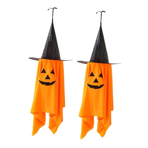 Toddmomy 2 Stück Orange Kürbis Hexenhut Anhänger Leichte Party Hängedeko für Innen Außen Vielseitige Halloween Ornamente zur Stimmungsvollen Raumgestaltung von Toddmomy