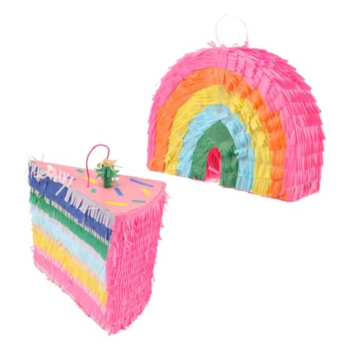 Toddmomy 2 Stück Teiliges Regenbogen Pinata Kleine Partydeko zum Befüllen mit Süßigkeiten und Geschenken Bunte Geburtstagsdekoration für Mädchen Spaßige Festival Überraschungsspielzeug von Toddmomy