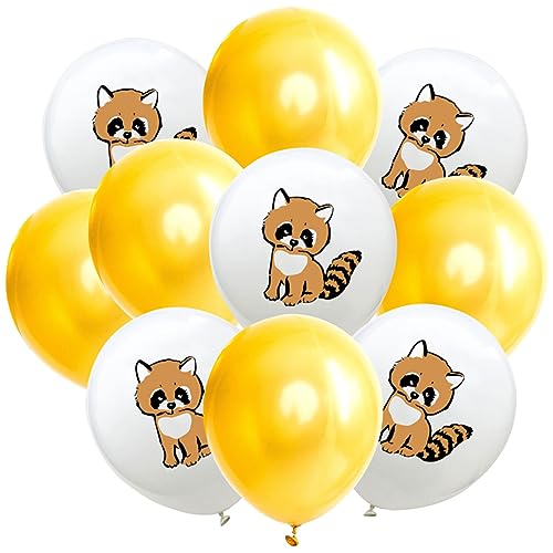 Toddmomy 20 Stück Raccoon Muster Luftballons für Kindergeburtstag Tiermotiv Luftballons Dekoration Raccoon Ballons Goldene Ballons Champagnerfarbene Glitzerballons Partybedarf für von Toddmomy