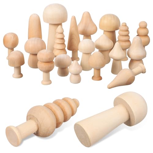 Toddmomy 20st Unlackierte Holzpilze für Bastelprojekte, Holzpilz Unvollendeter Weihnachtsbaum Mini Pilzfiguren Figuren für Kunst Projekte Heimdekoration Dekoration von Toddmomy