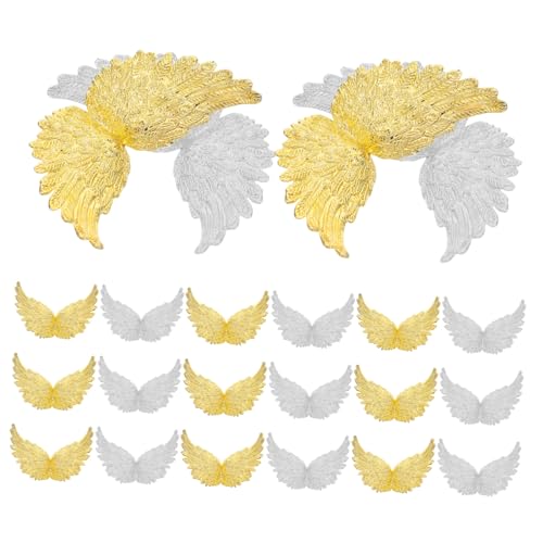 Toddmomy 24 Stück Teiliges Kunststoff Engel Flügel Dekorationen Gold und Silber Leichte Mini Flügel Applikationen für DIY Basteln Mädchen Geburtstagsfeier Cake Topper Ornamente von Toddmomy