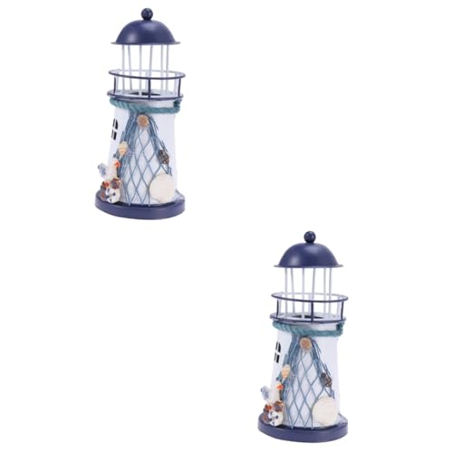 Toddmomy 2St handgemalter Leuchtturm Tischdekoration Leuchtturm im mediterranen Stil spielzeug für kinder kinderspielzeug Schreibtischlampen Hochzeitsdekorationen natisches Meeresmodell LED von Toddmomy