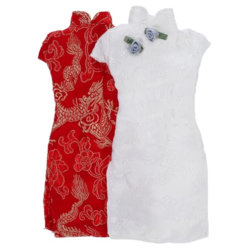Toddmomy 2Stücke Vintage Puppenkostüm Cheongsam für Puppen Wiederverwendbare Puppen Cheongsam Kleidung Dekoratives Outfit und Zubehör für Puppenliebhaber von Toddmomy