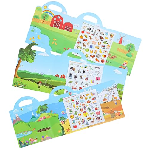 Toddmomy 3 Sätze DIY Sticker Book Aufkleber Kleinkindspielzeug Childrens Sticker Books Wiederverwendbares DIY-Stickerbuch Wasserdichtes Umweltschutz-Szenenbuch Toddmomy 3 Sätze DIY Sticker Book Aufkleber Kleinkindspielzeug Childrens Sticker Books Wiederverwendbares DIY-Stickerbuch Wasserdichtes Umweltschutz-Szenenbuch von Toddmomy