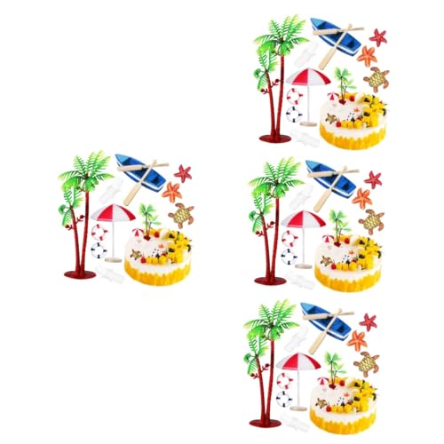 Toddmomy 4 Sätze Dekoration Mit Strandmotiven Tropischer Kuchendeckel Kuchenverzierung Tropisches Meerjungfrau-party Kuchen -topper Plastik 10 Stück * 4 von Toddmomy