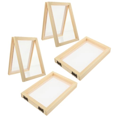 Toddmomy 4 Stück Holzpapierherstellungsrahmen, DIY Papierhandwerksrahmen, Handgemachtes Papiermould-Kit für Kinder, Mehrfarbig, 18 cm x 12,5 cm von Toddmomy