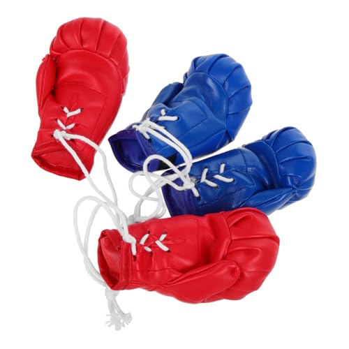 Toddmomy 4 Stück Mini Boxhandschuhe Hängende Deko für Auto Rote und Blaue Miniatur Boxhandschuhe als Weihnachtsornament für Dollhouses von Toddmomy