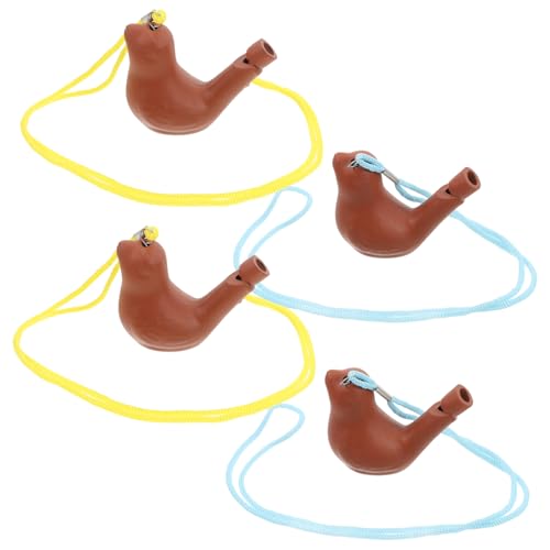 Toddmomy 4 Stück Sand-wasservogelpfeife Partypfeifen Krachmacher-party Vogellärmmacher Krachmacher-streich Vögel Pfeifen Pfeifen Blasen Light Brown Zisha-keramik von Toddmomy