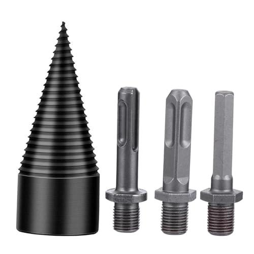 Toddmomy 4 Stück Teiliges Holzspalter bohrer set aus Hochfestem mit Anti rutsch rillen Verschleißfest und Schlagfest Geeignet für Elektrohämmer und Bohrmaschinen zur Schnellen Holztrennung von Toddmomy